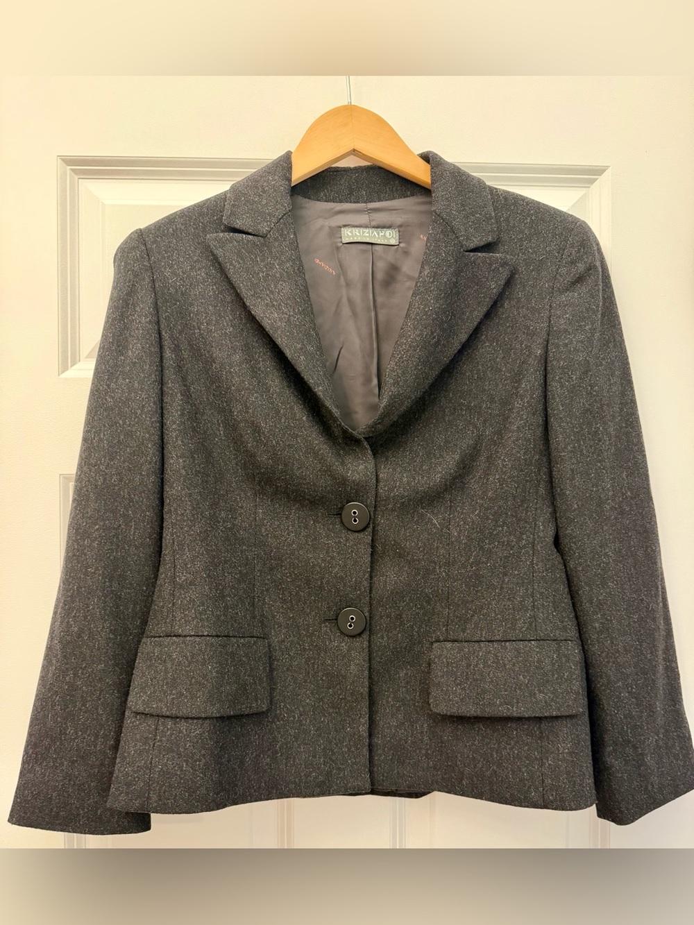 Krizia Women's Charcoal Gray Wool Blend blazer sz40 made in Italy